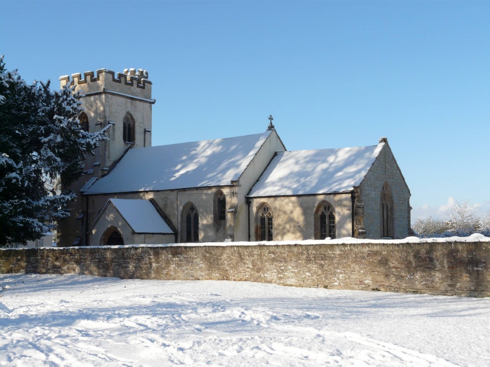 Thornfalcon Church in the snow